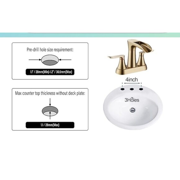 Yundoom Brushed Gold Waterfall Bathroom Faucet Swivel Spout Pop Up Drain BF4-04 - Picture 9 of 16